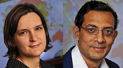 Portrait of Esther Duflo & Abhijit Banerjee